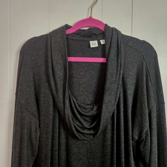 Gap Dark Gray Super Soft Cowl Neck Tunic Long Sleeve Knit Top Sweater XL Tall - Picture 3 of 8